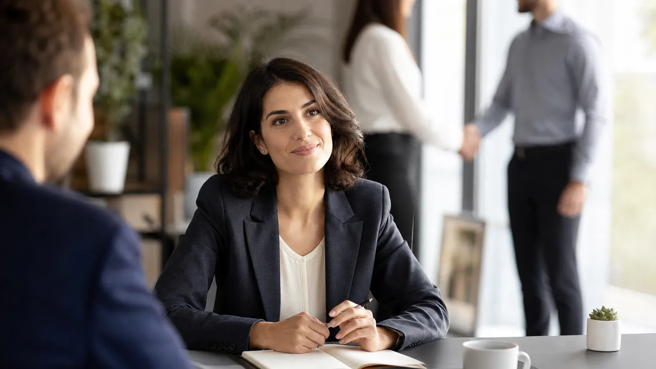 Personne en entretien professionnel discutant avec un supérieur dans un bureau